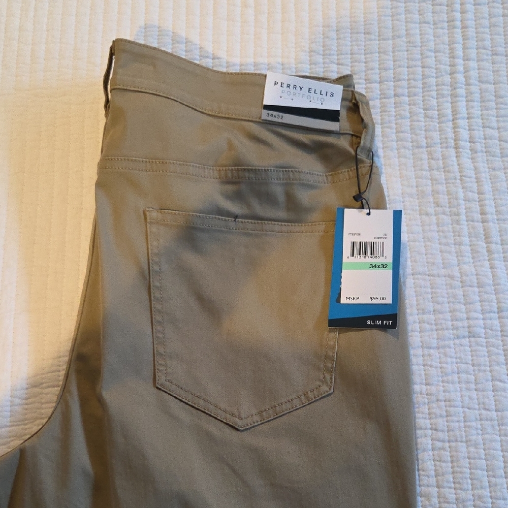 Perry Ellis Tan Slim Fit Men Pants